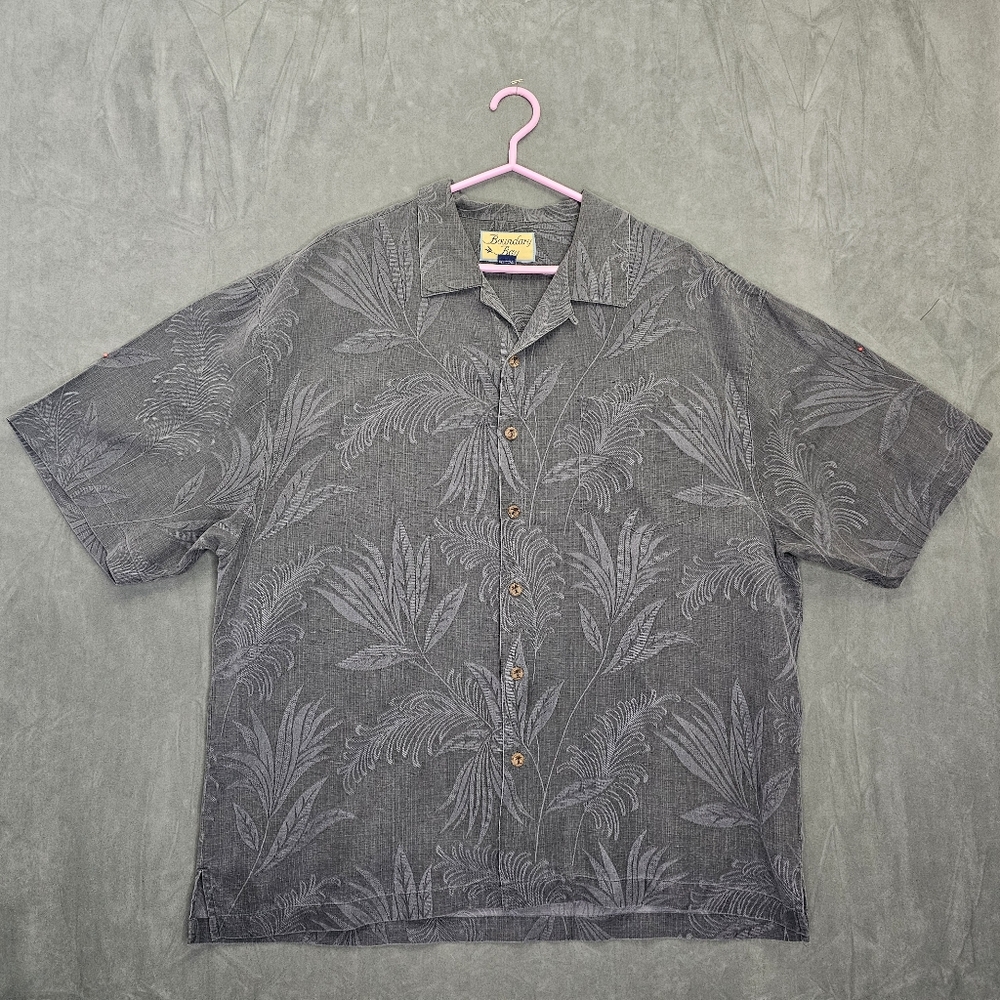 Boundary Bay Coconut Button Up Silk Blue-Gray Texture Top XXL A4-8